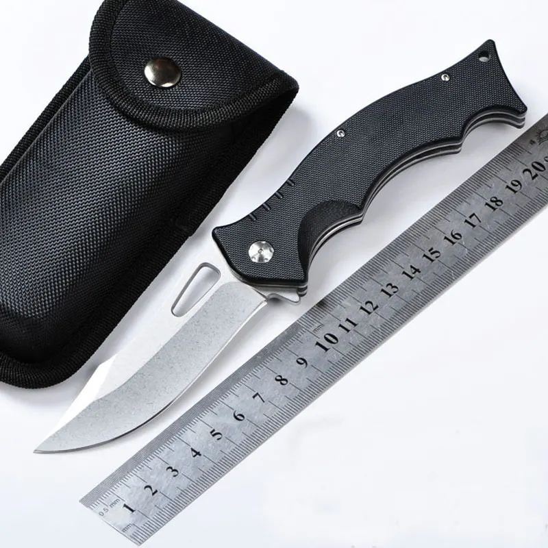 

Hot selling 440C Blade Pocket Knife Stone Washed G10 Handle Tactical Folding Knife Camping Hunting Survival Knife Outdoor Tools