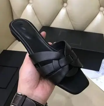 black matte flat Moraima Snc/кожаные шлепанцы на плоской подошве с перекрестной шнуровкой; летняя пикантная обувь с открытым носком; женские шлепанцы ярких цветов; пляжная одежда; сандалии - Цвет: black matte flat