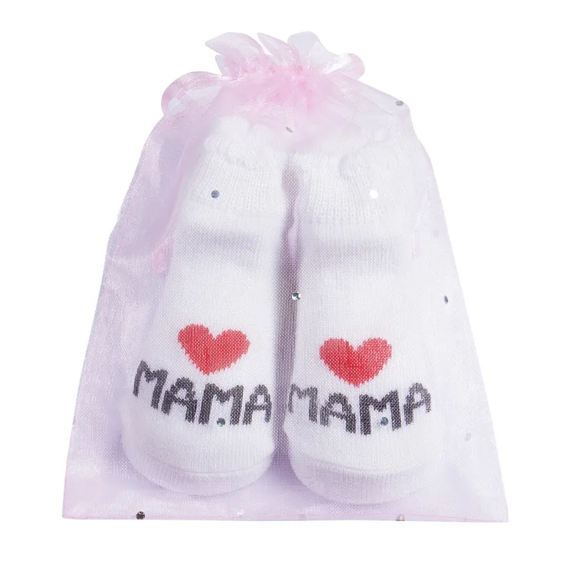 Новинка года, милые мягкие носки для малышей хлопковые носки в полоску с надписью «Love Mama/Papa» для маленьких мальчиков и девочек 0-6 месяцев - Цвет: B MAMA