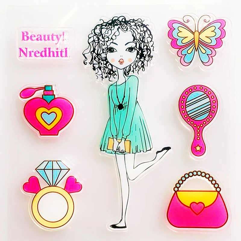 

YLCS422 Girl Silicone Clear Stamps For Scrapbooking DIY Photo Album Cards Decoration Craft Transparent Stamp Clear Stamp New