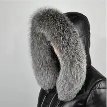 Silber fuchs Winter frauen Echt Fox Pelzkragen Fuchspelz kappe Pelzkragen 70/80 cm Gerade Kragen Weiches Fell Schal Hals wärmer