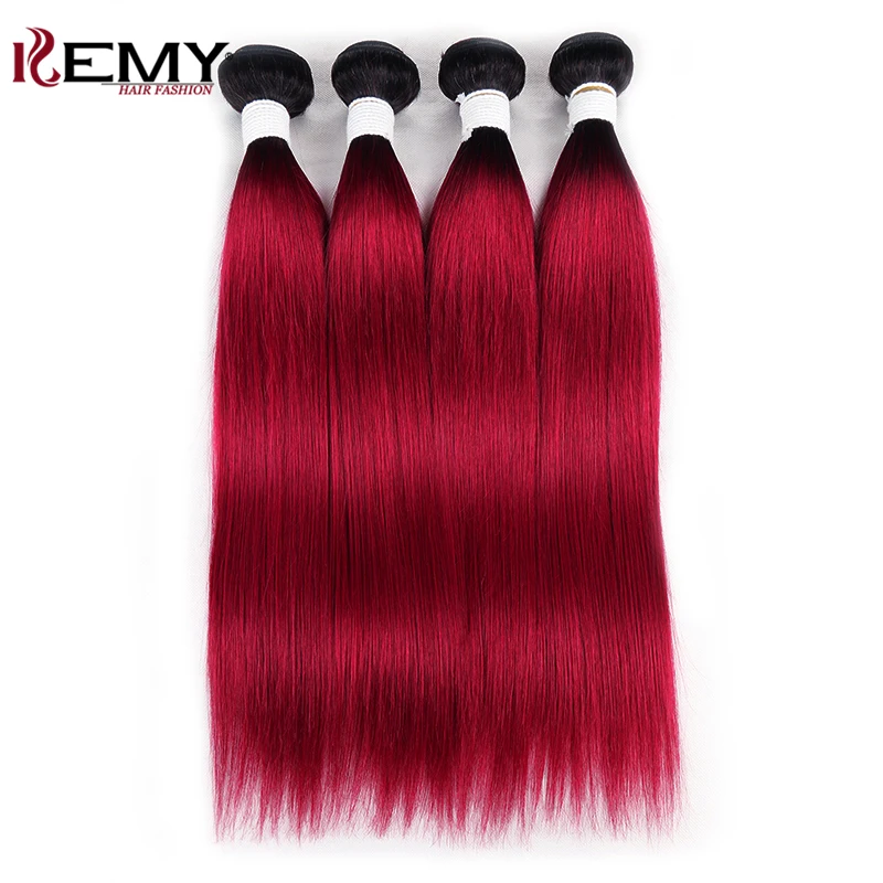 1B/Бург Омбре красный цвет бразильские прямые человеческие волосы переплетения пучки kemy Hair 8-26 дюймовое плетение волос не Реми наращивание