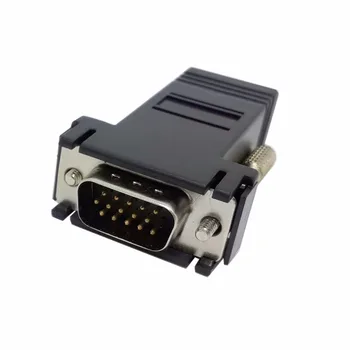 

Zihan 2pcs/lot VGA RGB 15pin Male Extender To Lan Cat5 Cat5e RJ45 Ethernet Female Adapter Black