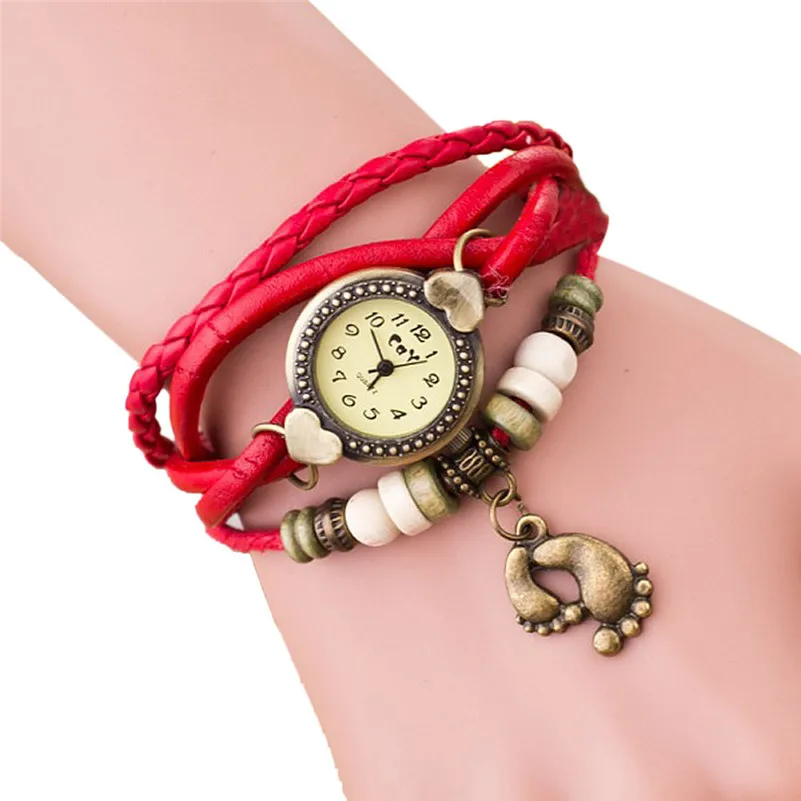 NEW Watch band leather Quartz Watch Women Ladies Casual Fashion Bracelet Footed Wrist Watch Clock relogio feminino female M18 (6)