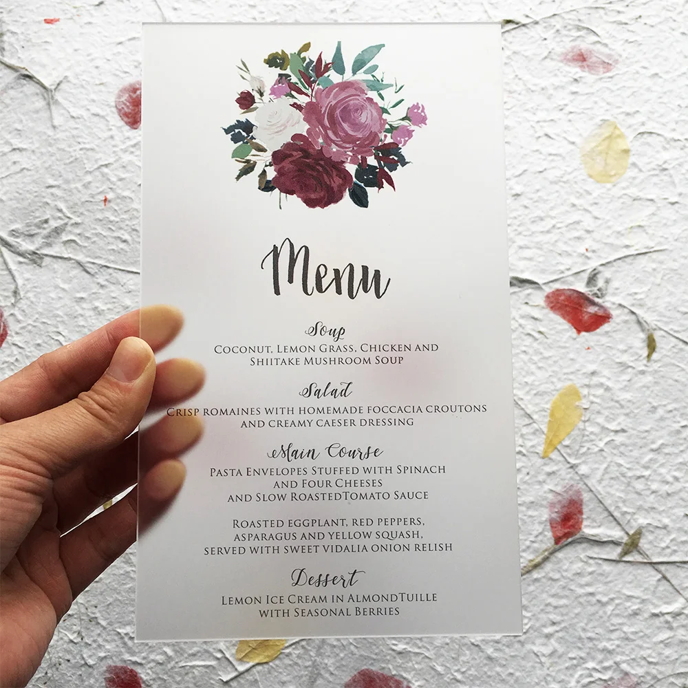  Customized 100 Sets Per Lot Beautiful Watercolor Style 5x7inch Frosted Acrylic Wedding Invitation C - 32865990030