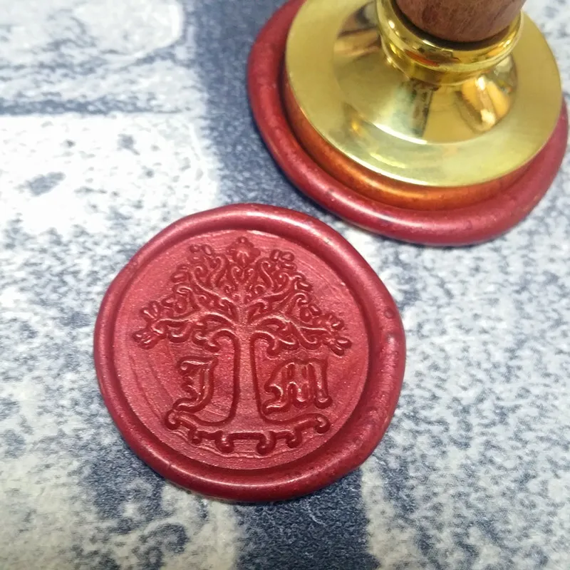 

Tree of life design Initials customize logo Name Box set personalized Letter/Sealing Wax /wedding Wax Seal Stamp Gold Custom