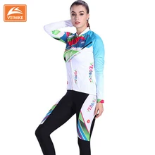 Veobike Женский Велоспорт Джерси Набор велосипедная команда гоночная одежда быстросохнущая MTB леди велосипед футболки с длинным рукавом Велоспорт Набор