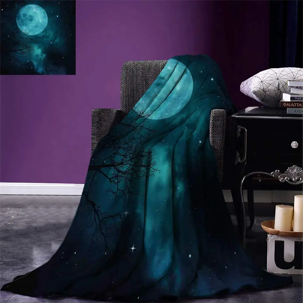 

Space Throw Blanket Moon on Starry Sky Universe Cosmos Space Themed Mystical Twilight Celestial Scenery Warm Microfiber Blanket