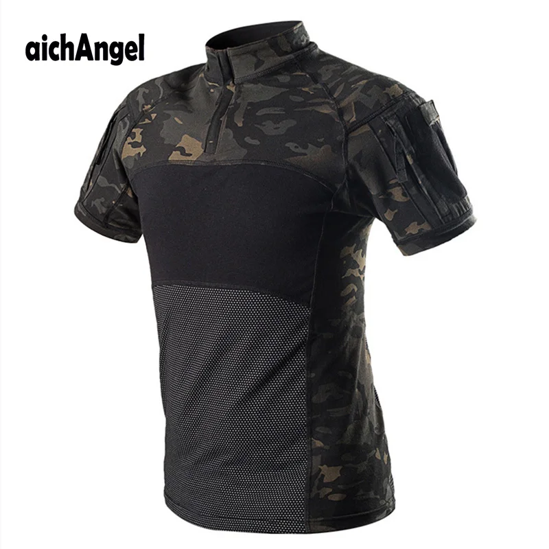 

US Army Tactical Military Uniform Airsoft Camouflage Man Combat Shirts Rapid Assault Short Sleeve Shirt SWAT Tops