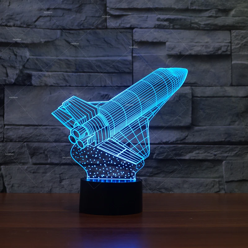 

aircraft Addiction Space Shuttle Shape Automatic LED Night Light Ceative Spaceship Rocket USB 7 color light changebale Desk Lamp