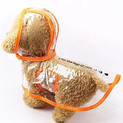 Водонепроницаемый непромокаемый плащ для собаки из прозрачного ПВХ для домашних животных, одежда для дождливой погоды для маленьких собак, кошек, модный дождевик для собак, куртка с капюшоном - Цвет: Оранжевый