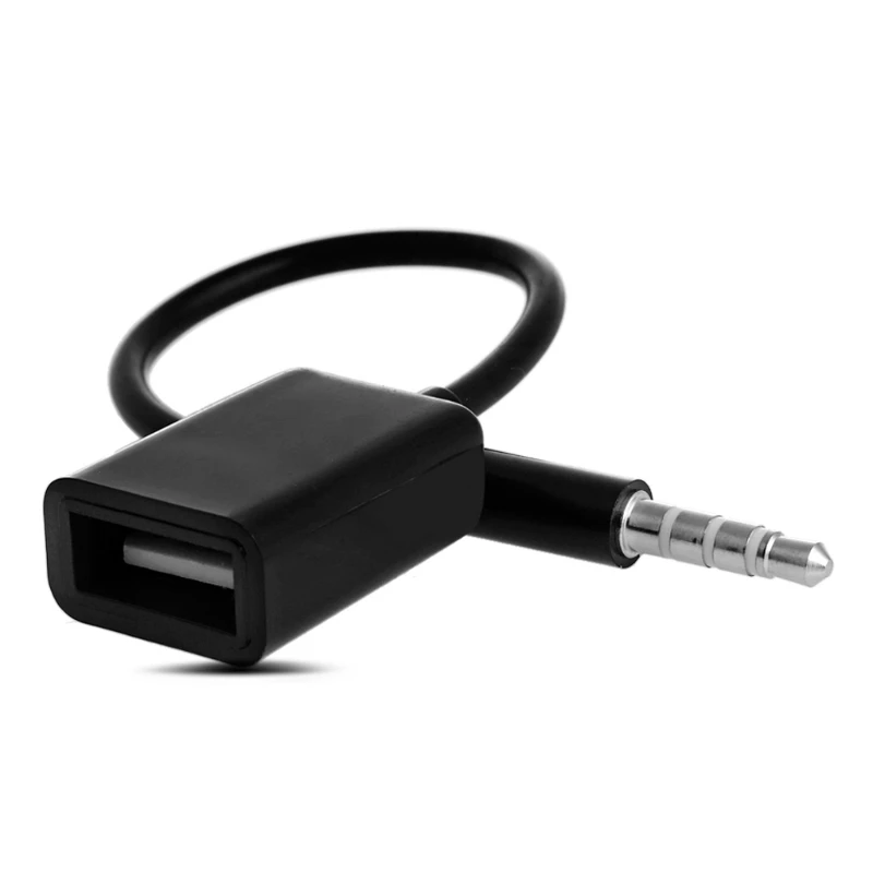 3.5mm Male Aux Audio Plug Jack To Usb 2.0 Female Converter Cable Cord Fr Car Mp3 Battery Jump