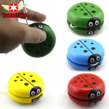 Hot 1Pcs 4 Colors Ladybird Ball Creative Toys Wooden Yoyo Toys For Children Baby Educational Hand