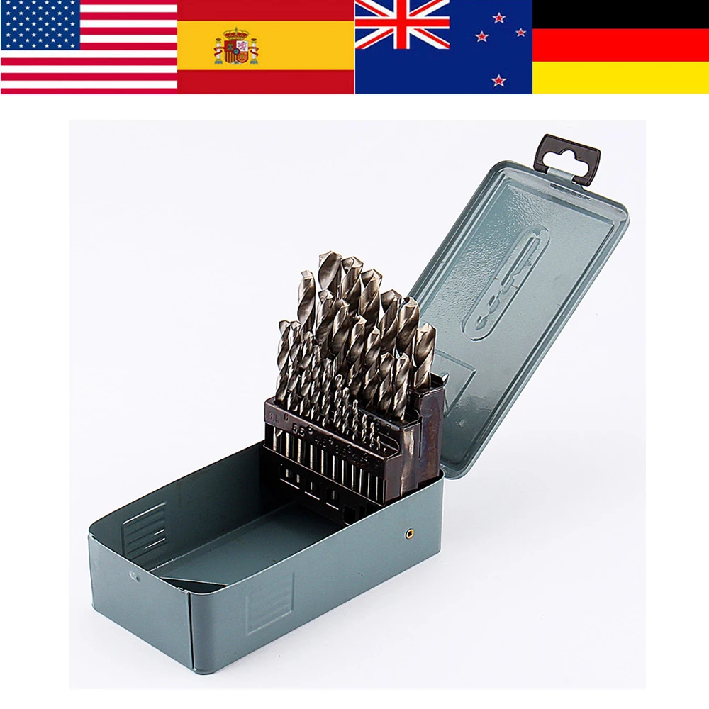 

25pcs/Box HSS Twist Drill Bit Set Woodworking Metal Drilling Kit Hole Saw Cutter Straight Shank Professional Drill Bits