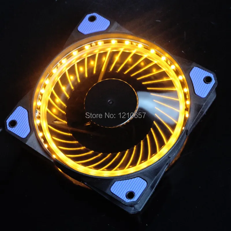 5 PCS LOT Eclipse 12cm DC 12v 3pin+4pin Orange LED Computer Case Fan