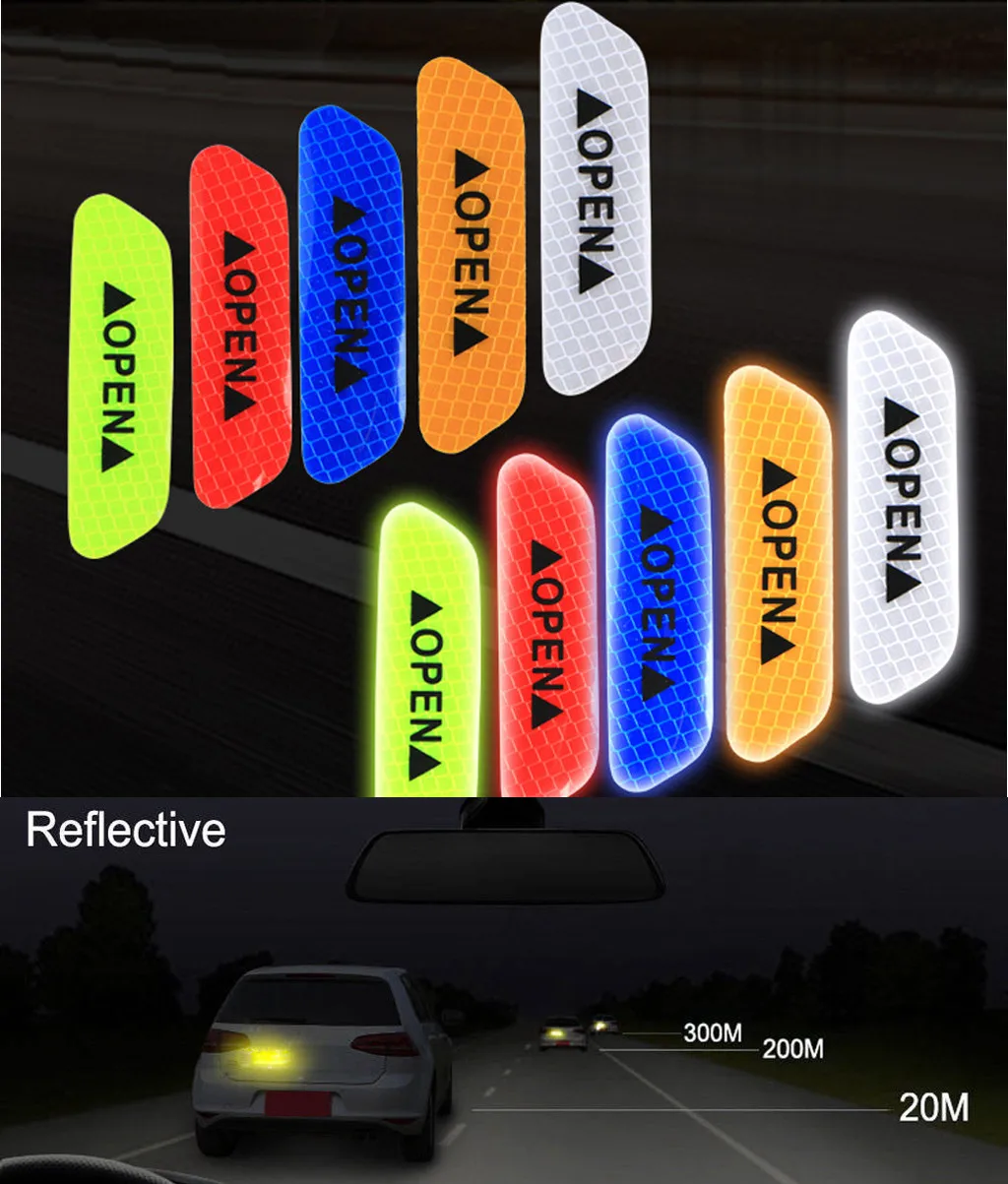 4x Red Original Car Door Open Sticker Reflective Tape Safety Warning Decal