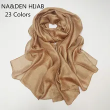 Роскошный женский шарф мерцающий Гладкий шелковый шарф oft мусульманский головной хиджаб твердый ipashmina echarpe wrap модное кашне горячая распродажа