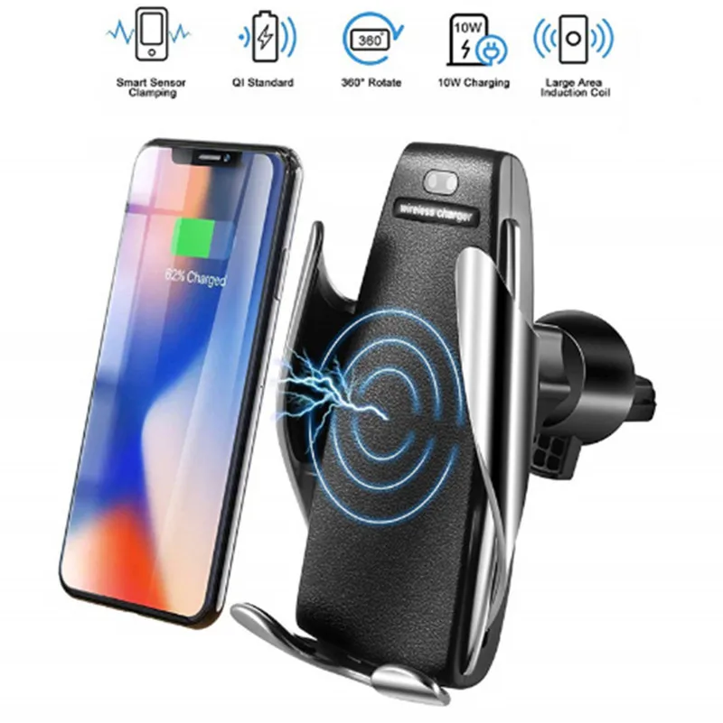 

Auto Clamping Wireless Car Charger Air Vent Holder 360 Rotation Charging Mount Bracket For phone For Huawei with a gift
