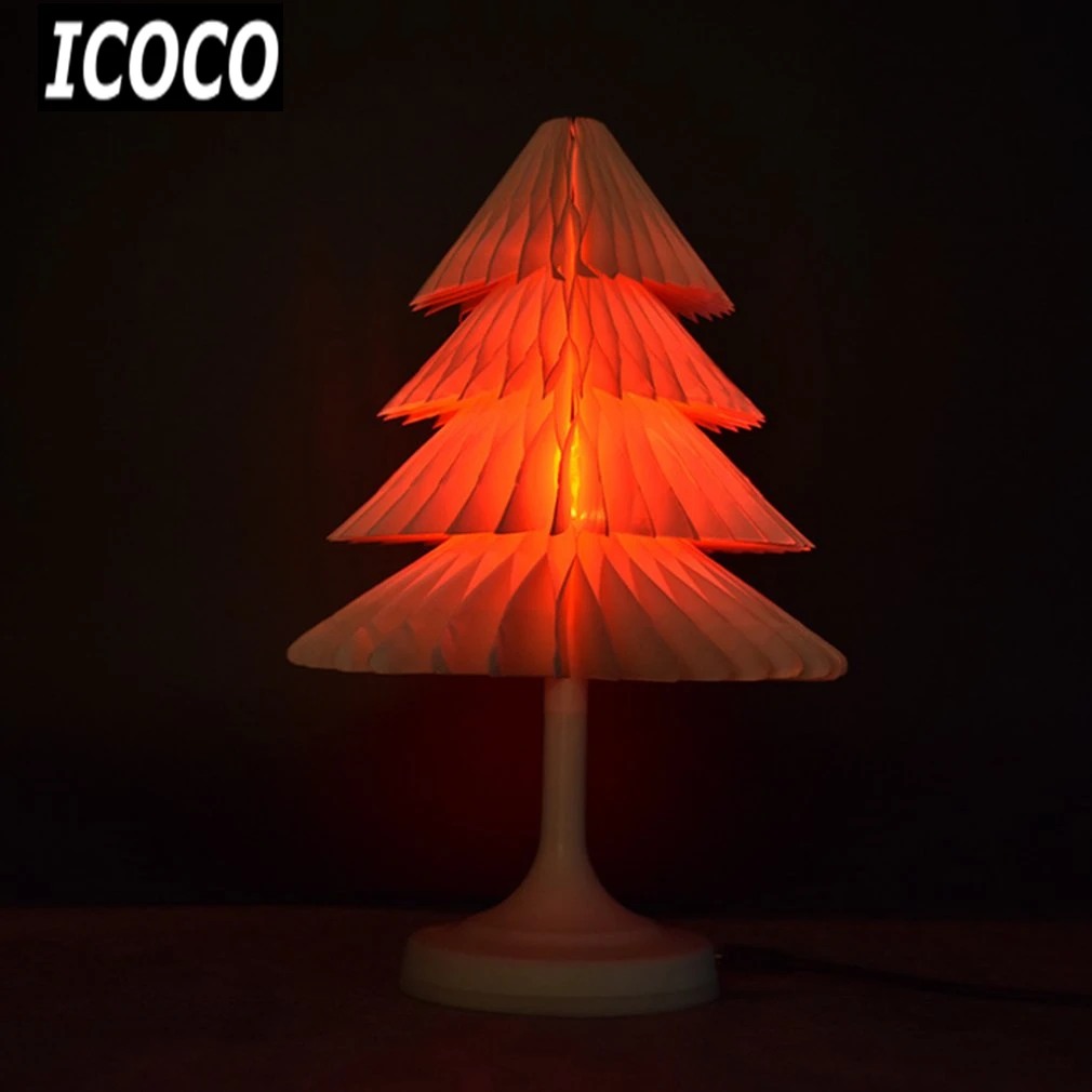 

ICOCO USB Recharageable Colorful LED Touch Control Night Light Mini Christmas Tree Desk Lamp Foldable Book Shape Lamp for 11.11