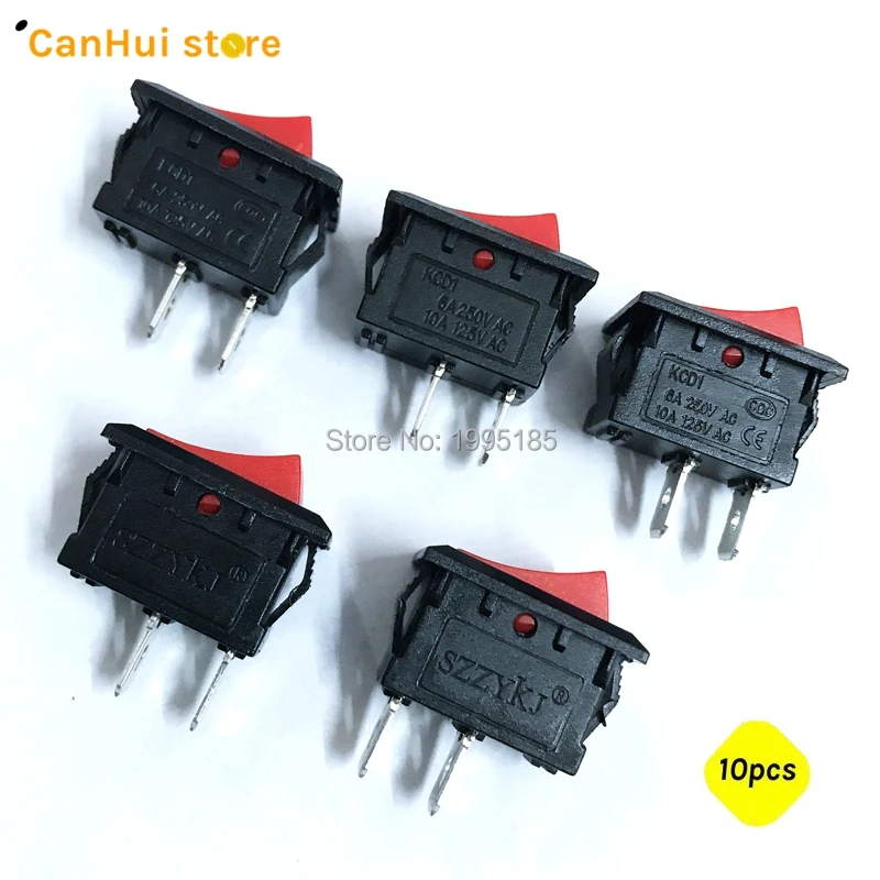 

10pcs 21*15mm SPST 2PIN ON/OFF Boat Rocker Switch 6A/250VAC Car Dash Dashboard Red Push Button Sell At A Loss 15*21 Switch 21x15