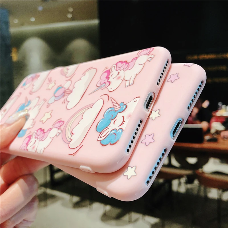DFQNGL Cartoon Unicorn Silicone Case For iPhone 7 7 Plus 6 6s 6 Plus XR Case Soft TPU For iPhone 6s 8 Plus X XS Max Cute Animal