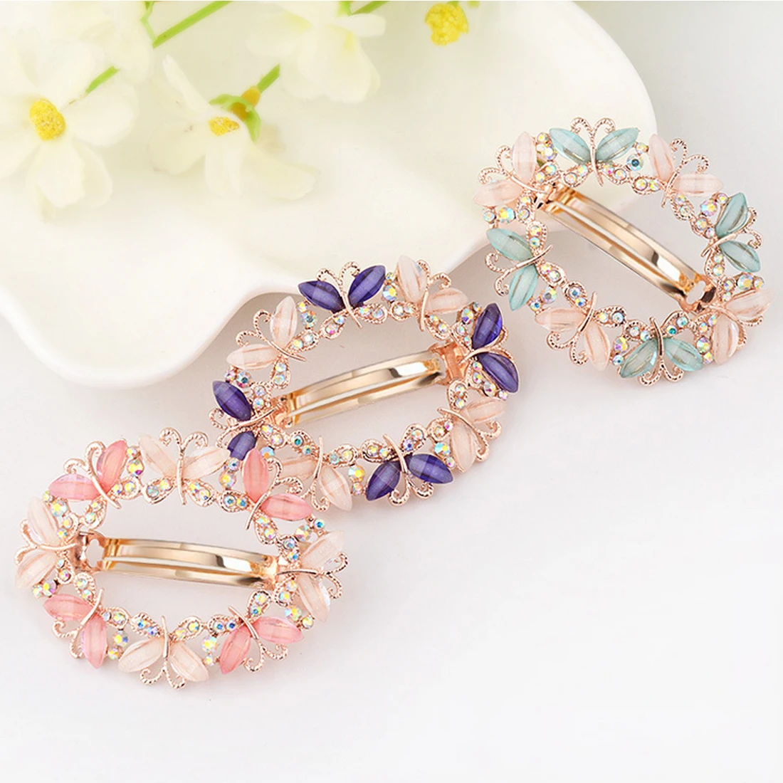 Crystal Rhinestone Hair Clips 1PC Flower Butterfly Barrettes Clamp