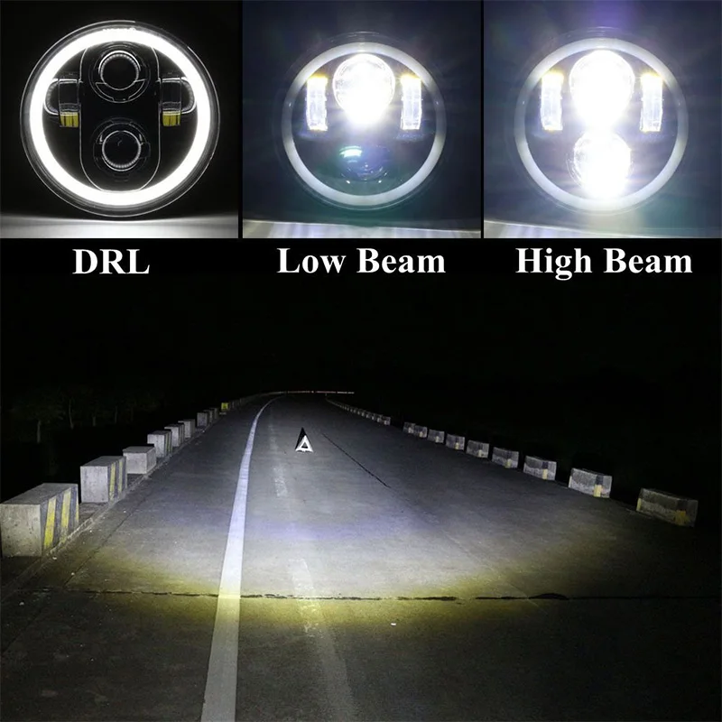 5.75 inch Motorcycle Led Headlamp Fit 5.75 Led Headlight With Angel Eyes For Harley Davidson Sportsters XL XG XR VRSCD Dyna (4)