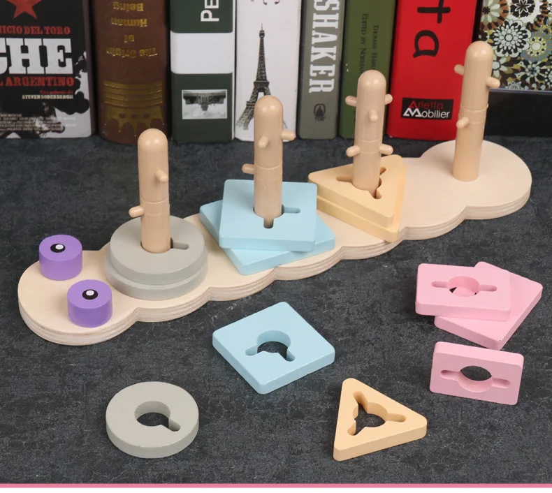  Kids Toys Wooden Monterssori Toys Geometric Shape Cognition Match Preschool Teaching Aids Early Edu - 33035203021