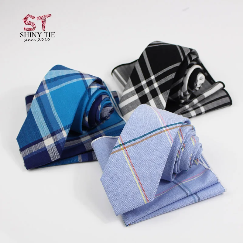 

Men Plaid Cotton Tie Sets Sunny Necktie Pocket Square Fashion New Collection Handkerchief Soft Skinny Tie For Men Women Dropship