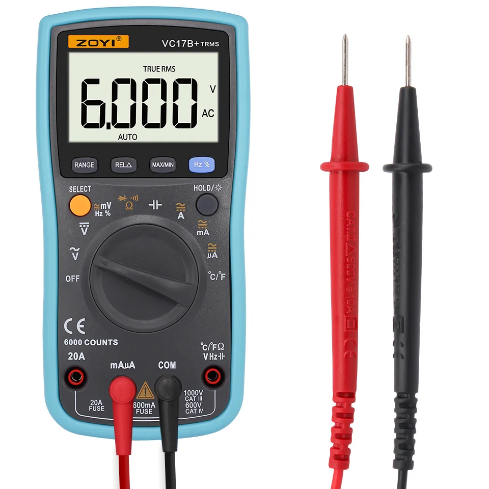

ZOYI Auto-range Digital Display Multimeter True RMS Digital Multimeter 6000 Counts VC17B+ BZ