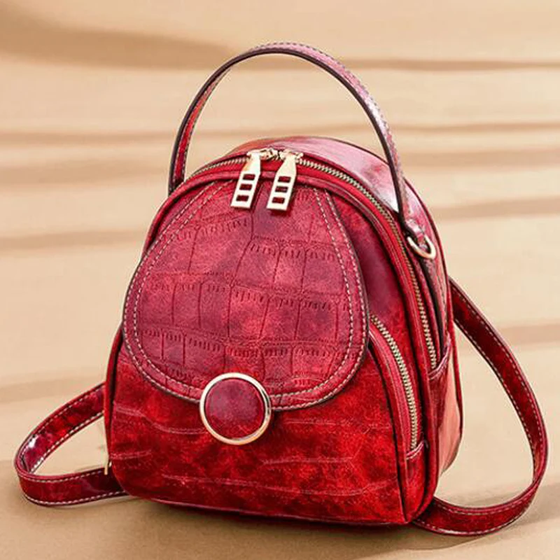 Модный качественный винтажный рюкзак через плечо из мягкой кожи, Женская многофункциональная сумка, рюкзак для путешествий, сумочка, сумки для телефона, B43-20