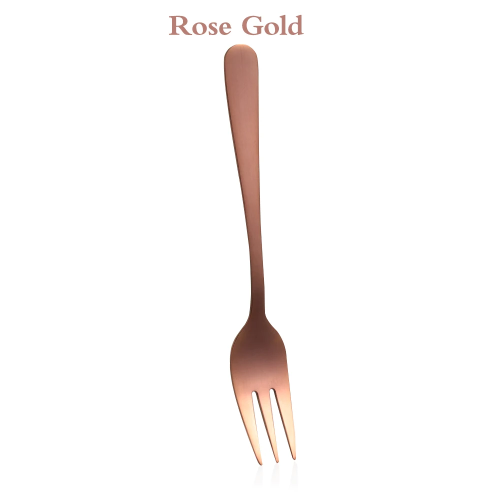rose gold 1 шт. креативная вилка для фруктов и десертов торт-закуска из нержавеющей стали Маленькая Посуда Столовые приборы посуда вилка обеденная вилка 7 цветов - Цвет: rose gold