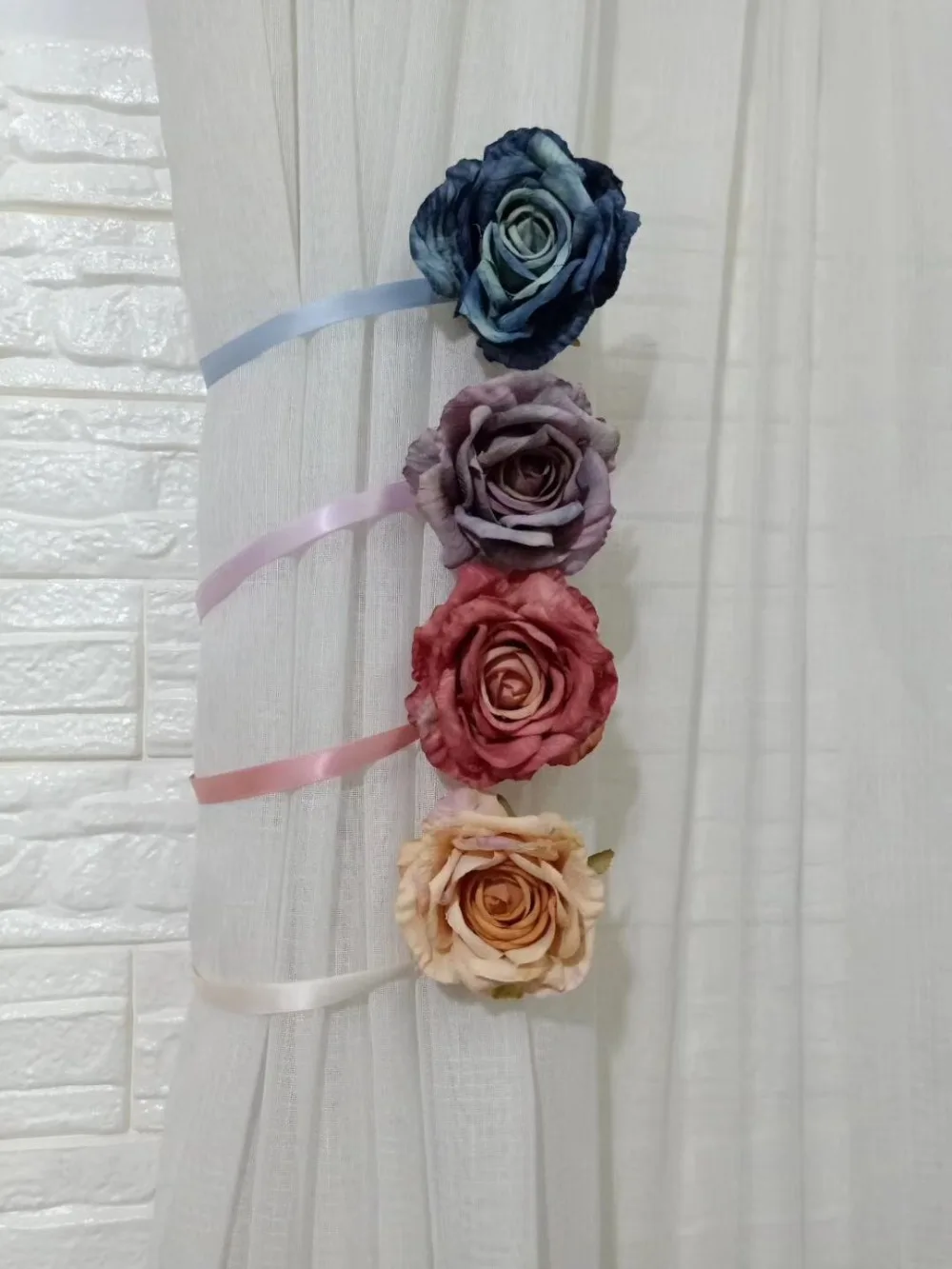 

Multicolor Flower Curtains Tieback Holder Magnet Curtains Buckle Clips Magnetic Shower Curtain Strap Accessories Home Decoration