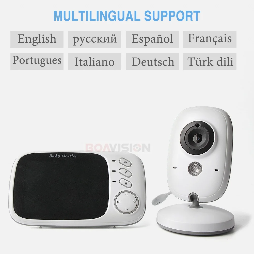 VB603 Video Monitor de bebé 2,4G inalámbrico con pantalla LCD de 3,2 pulgadas 2 Audio hablar de vigilancia de la visión nocturna cámara de seguridad niñera - 6