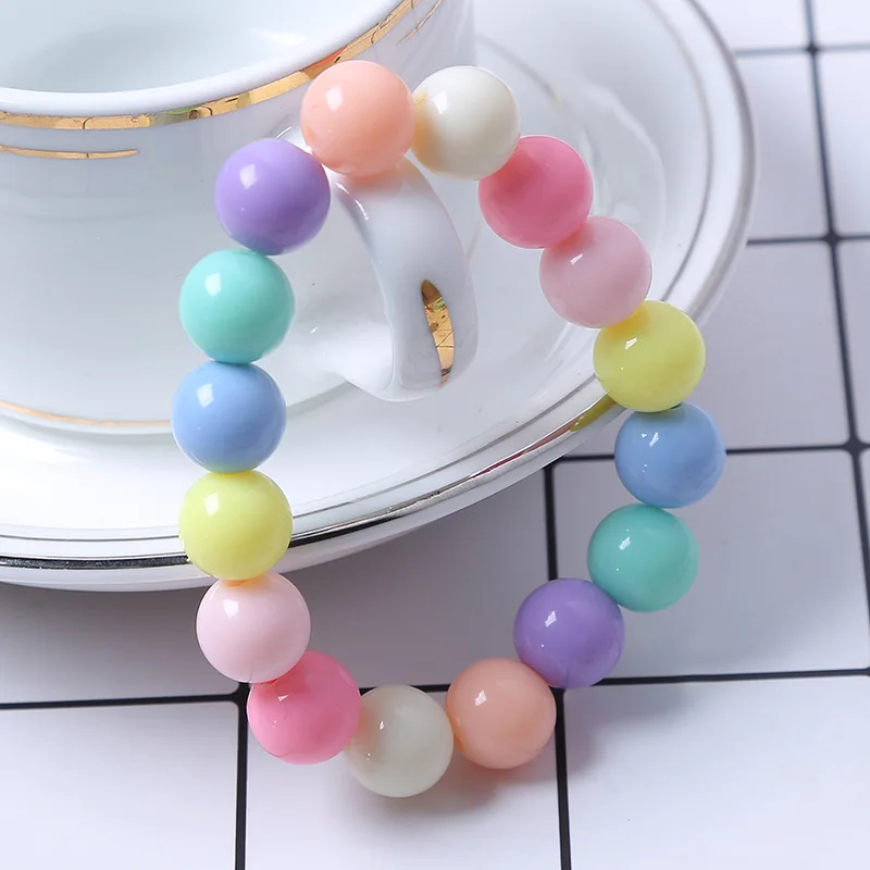 Модные милые яркие цвета Акриловые бусины 8 мм 10 мм 12 мм подарок для ребенка браслеты принцесса девочка ювелирные изделия аксессуары для детей