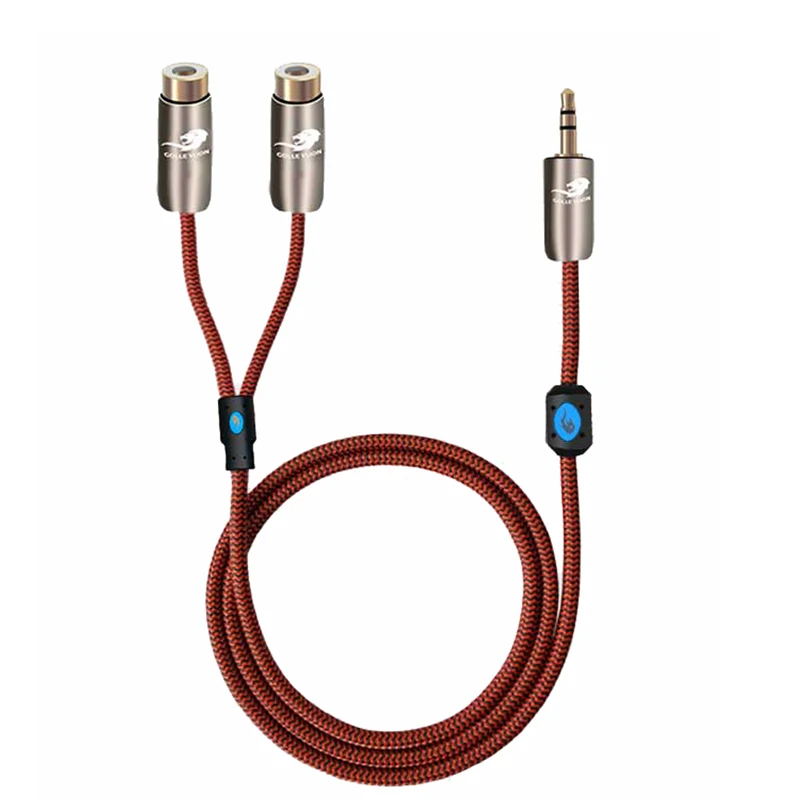 Hifi Audio Cable Mini Jack 3 5mm to 2 RCA Female for Headphone Mobile PC Braided OFC 3 5 Cable Gold Plated 1M 2M 3M 5M 8M 10M