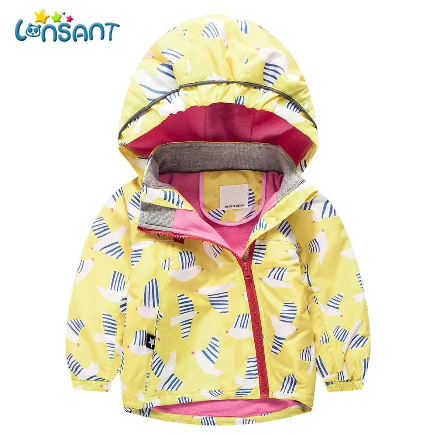 

LONSANT Girl Winter Coat 2018 Fashion Children Girls Jackets Windbreaker Hoode Outerwear Thick Printed Warm Clothes Dropshipping