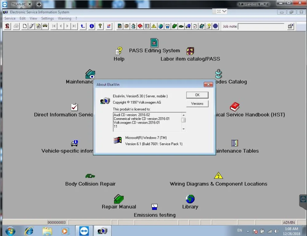  2019 Software Vas 5054A Odis 516 con ingeniero 922 ETKA 81 y Elawin 60 VASPC 1901 VAG ODIS 5.0.4 co