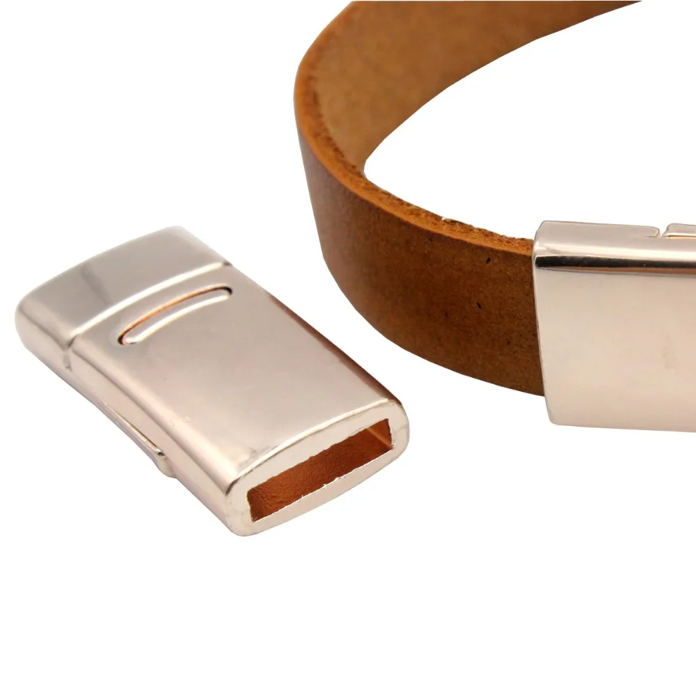 Aaazee 3 комплекта серебряное изогнутое магнитное закрытие плоская застежка браслет для изготовления ювелирных изделий кожаная лента клей 10 мм x 2 мм Внутреннее отверстие
