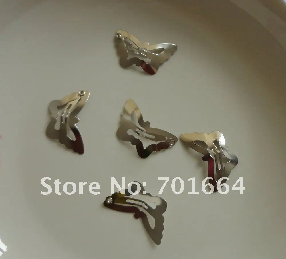 

100PCS 3.0cm sliver finish plain filigree Butterfly metal snap clip at nickle free and lead free quality,wholesale