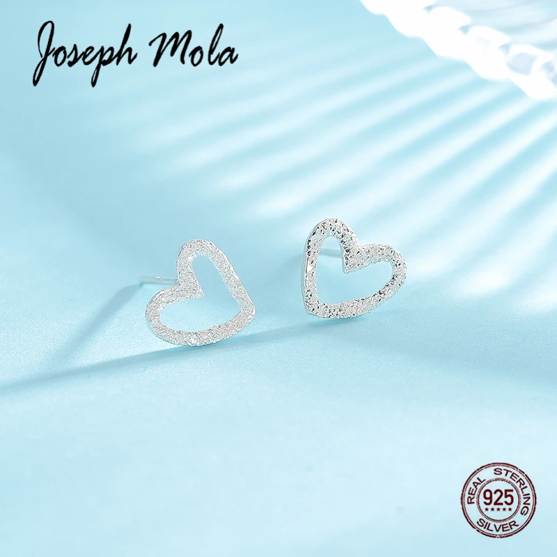 Joseph Mola 2019 женские серьги 8 мм матовое сердце серебро 925 пробы гвоздики для девочек