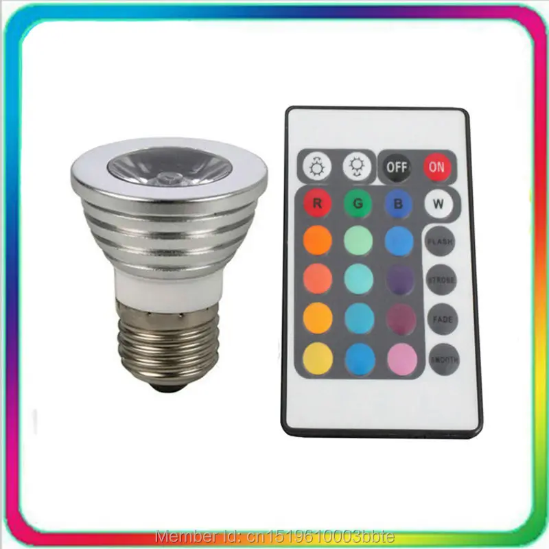 

60PCS Warranty 3 Years Epistar Chip 3W RGB LED Bulb E27 GU10 Remote Color Change Spotlight Spot Light Lamp