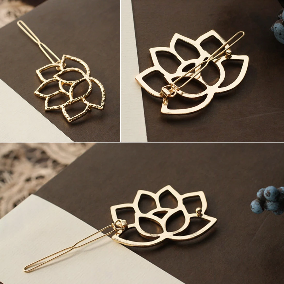 Simple&Elegant Women's Fashion Hair Pins Lotus Retro Styling Hairpin Hair Clips Head dress