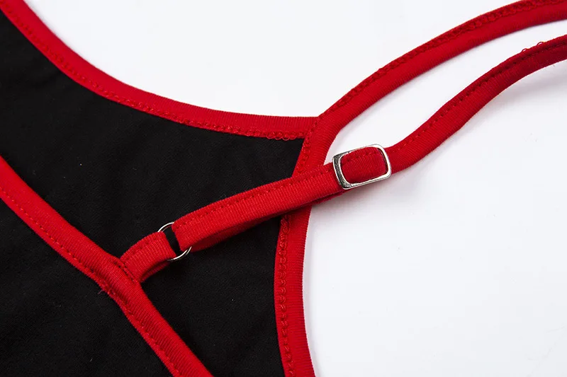 LVINMW Sexy Demon Print Spaghetti straps Patchwork Crop top 2019 Summer Women Backless Slim Camisole Top Female Streetwear Tops