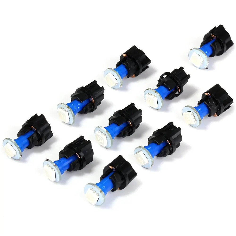 10pcs Car Twist Socket Instrument Panel Dash LED Light Bulb T5 PC74 SMD 5050 12V Dashboard Bulbs