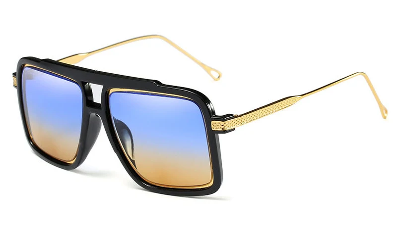 Emosnia негабаритных Квадратные Солнцезащитные очки Для мужчин модные градиентные линзы matteblack солнцезащитные очки Для женщин ретро Винтаж классический UV400 унисекс - Цвет линз: C2 Black BlueBrown