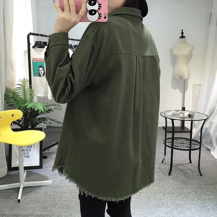 2018 Spring Autumn New Long Section Lapel Tassel Denim Jackets Women Loose Casual Long Sleeve Female'S Thin Basic Jacket Coats (24)