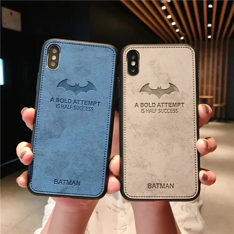 

Fabric Deer Batman Cloth Phone Case For iPhone X Xs Max Xr Case Cloth Texture Soft Cover For iphone 6 6s 7 8 Plus Case Cute