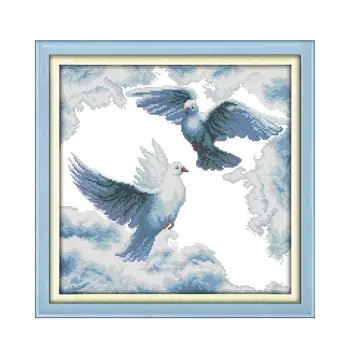 

Peace Pigeon Animal Series Cross Stitch Set, sky soaring pigeons handmade needlework your furniture decoration paintings