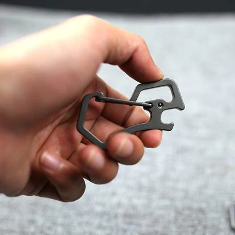 Outdoor Multifunction Bottle Opener Press Keychain Machinist Elastic Ring Quick - Release EDC